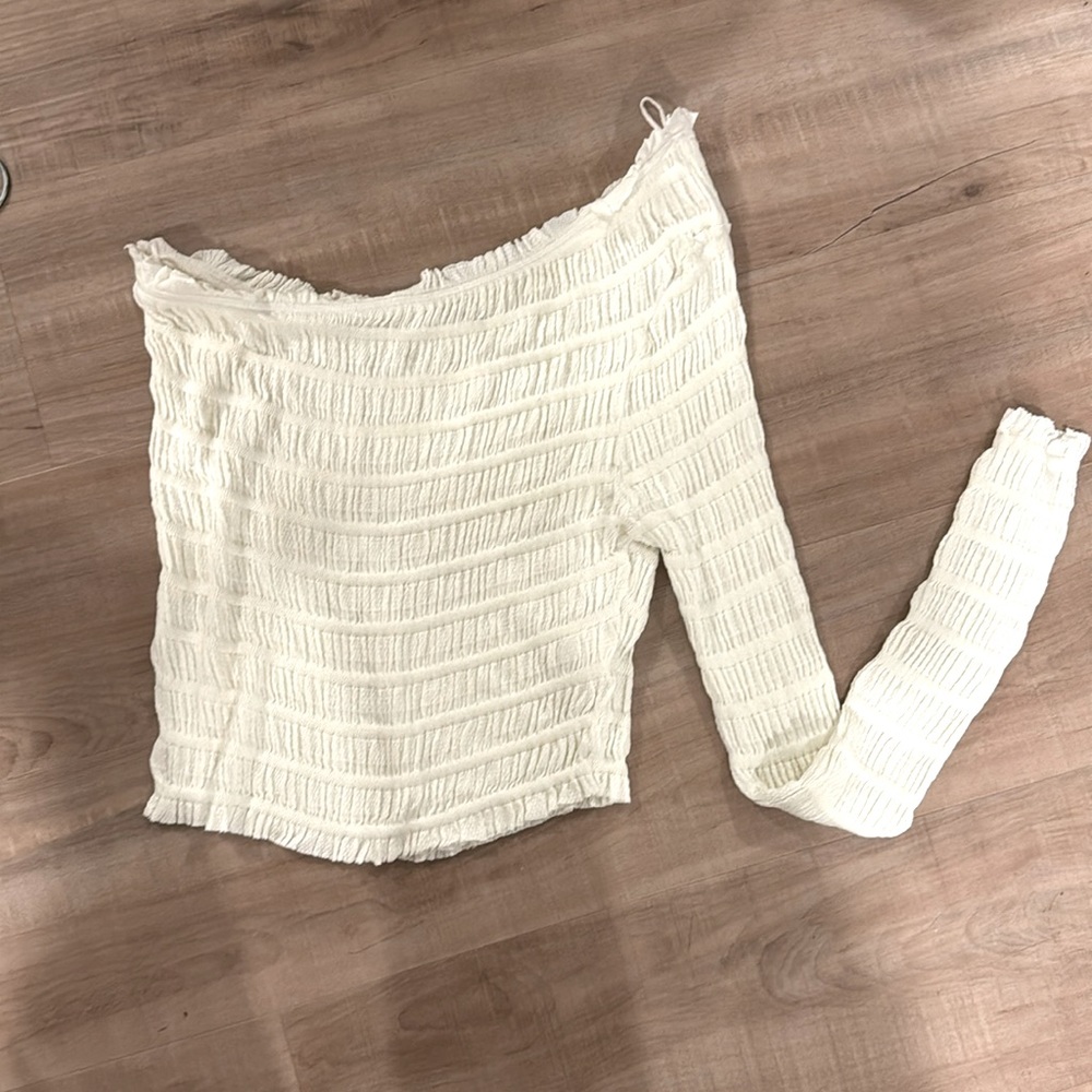 NWT Free People Cream One Sleeved Knit Top